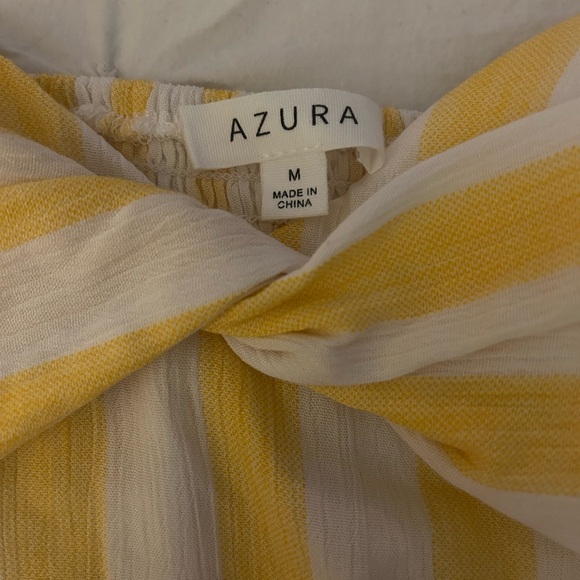 Sexy Cropped Yellow Striped Azura Top NWT Adjustable Spaghetti Straps Medium M - Picture 2 of 4